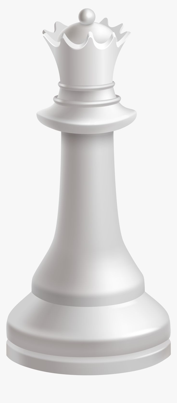 a white chess piece with a crown on it's top and bottom part in the middle