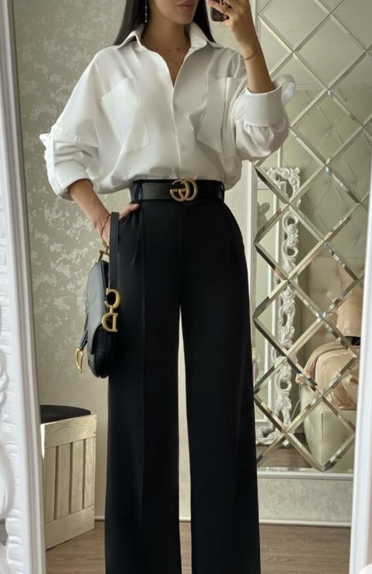 Black Trousers And White Shirt, Business Fits, Formal Fits, Chique Outfits, Everyday Fashion Outfits, Quick Outfits, Classy Work Outfits, Cottagecore Aesthetic, Easy Trendy Outfits