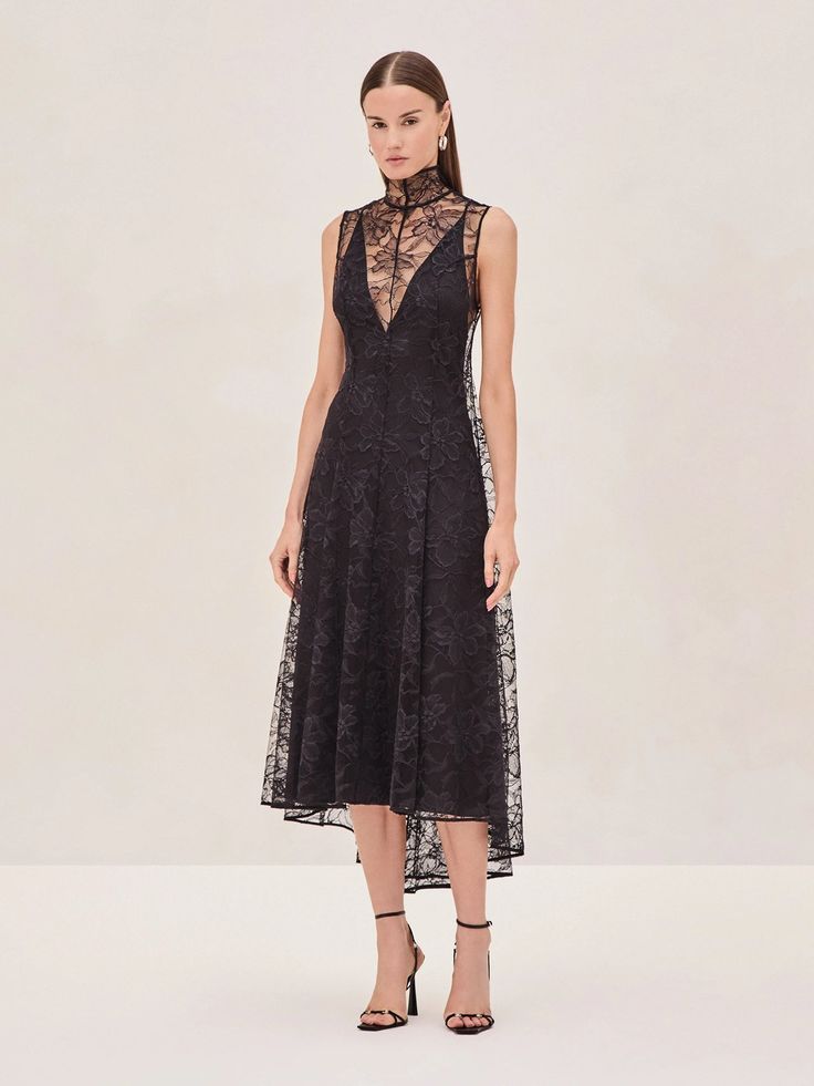 Meet the Rhiane Lace Midi Dress—a blend of elegance and edge that's designed to turn heads. This piece is all about versatility. Wear it with the slip for a more classic, refined look, or without if you're feeling daring. The intricate lace detailing adds a touch of romance, while the sheer fabric keeps things modern a Sheer Slip Dress, Black Lace Midi Dress, Fringe Skirt, Midi Cocktail Dress, Lace Midi, Lace Midi Dress, Sheer Fabric, Winter 2024, Sheer Fabrics