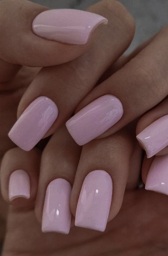 Lightest Pink Nails, Nail Ideas Acrylic Light Pink, Flat Pink Nails, Pale Pink Acrylics, Baby Pink Nails Coffin, Baby Pink Valentines Nails, Pale Pink Nails With Design, Baby Pink Nails Ideas, Pastel Nails Pink