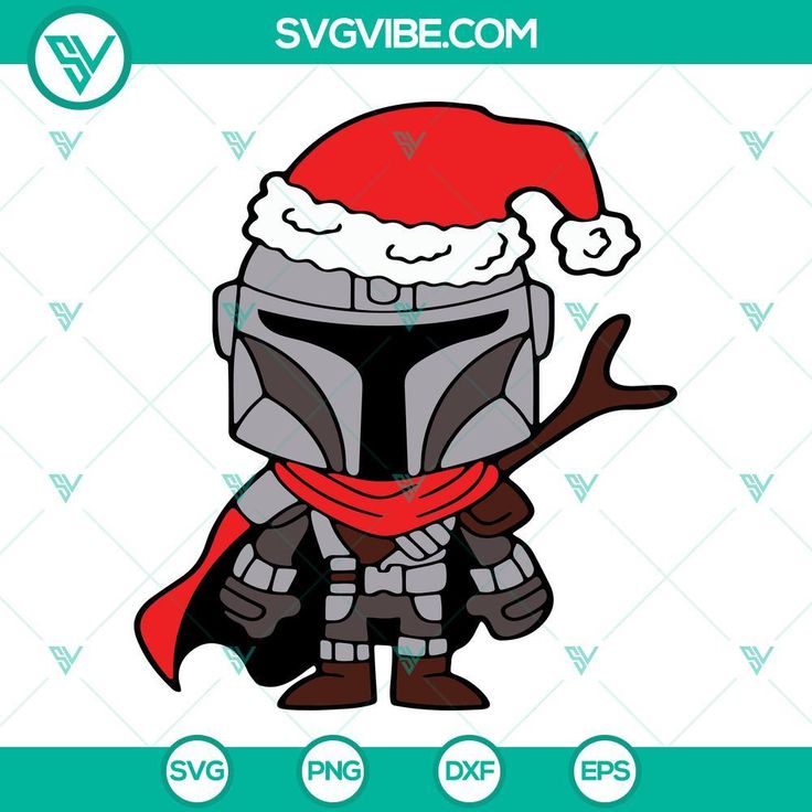 a star wars character wearing a santa hat