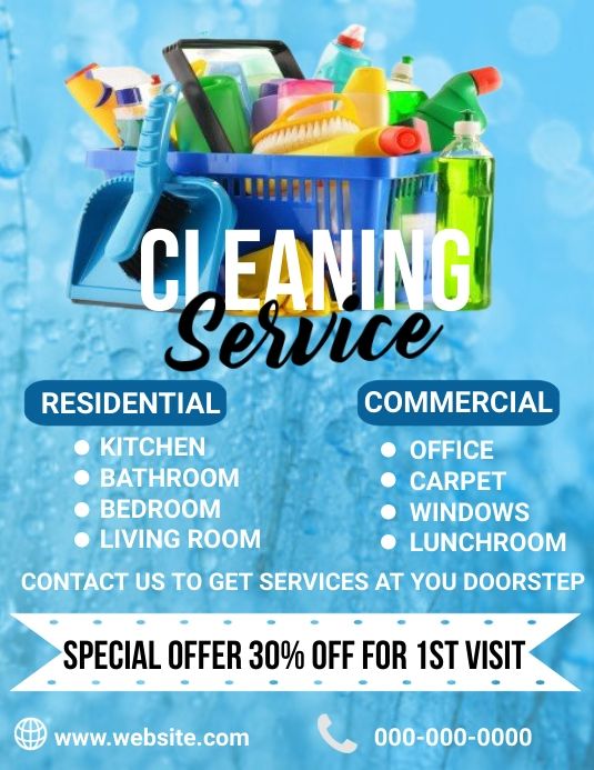 the cleaning service flyer is designed to look like it has been cleaned and ready for customers