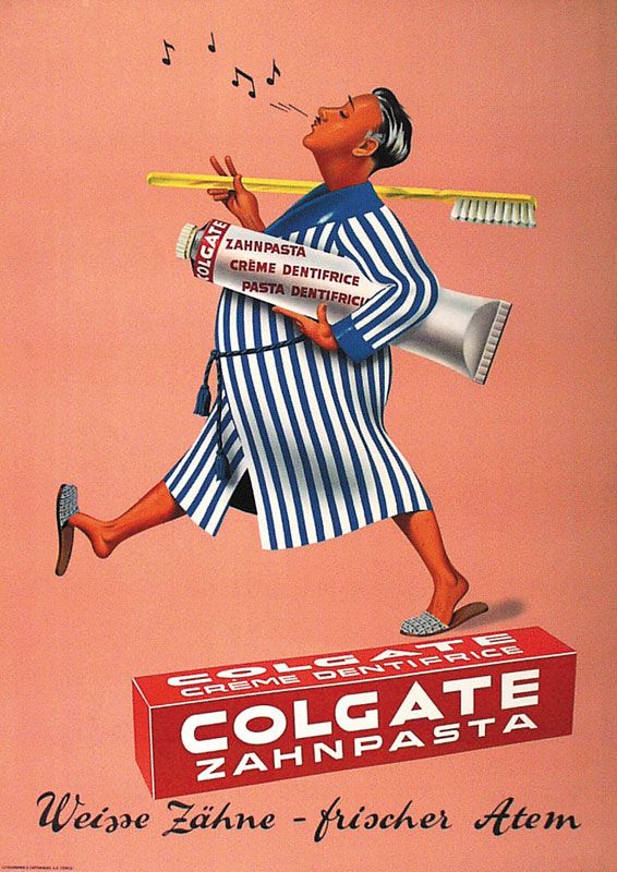 an advertisement for colgate toothpaste featuring a woman holding a toothbrush and tube