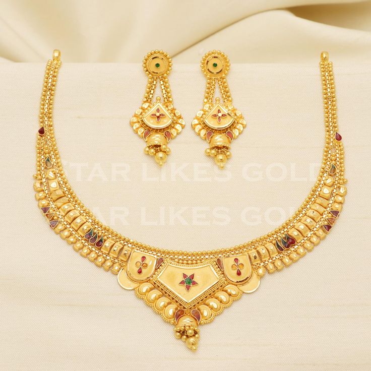 22kt yellow gold handmade necklace jewelry from Rajasthan India. Brand- StarLikesGoldIndia Weight- 20.11 grams approx. Metal- yellow gold real gold. Metal purity- 22 Karat. Max Length - Necklace 4.5 inches approx. Earrings - 4.2 centimeter approx Max Width- Necklace 3.3 centimeter approx. Earrings - 1.8 centimeter approx Condition- excellent brand new Please feel free to ask if you have any query. Beautiful Morning Images, Gold Handmade Necklace, Elegant Gold Necklace, Handmade Gold Necklace, Length Necklace, Set Jewelry, Gold Necklace Set, Jewelry Indian, Rajasthan India