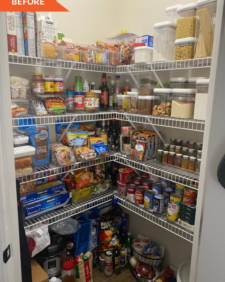 an organized pantry with lots of food in it