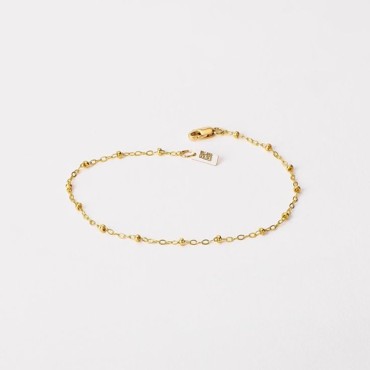 Satellite Chain Bracelet - Melanie Golden Jewelry - _badge_new, bracelets, celestial, chain bracelets, everyday essentials, new Dainty Gold Chain, Golden Jewelry, Month Gifts, Monogram Jewelry, Bead Chain, Gold Bracelet Chain, Chain Link Bracelet, Beaded Chain, Sterling Silver Bracelets