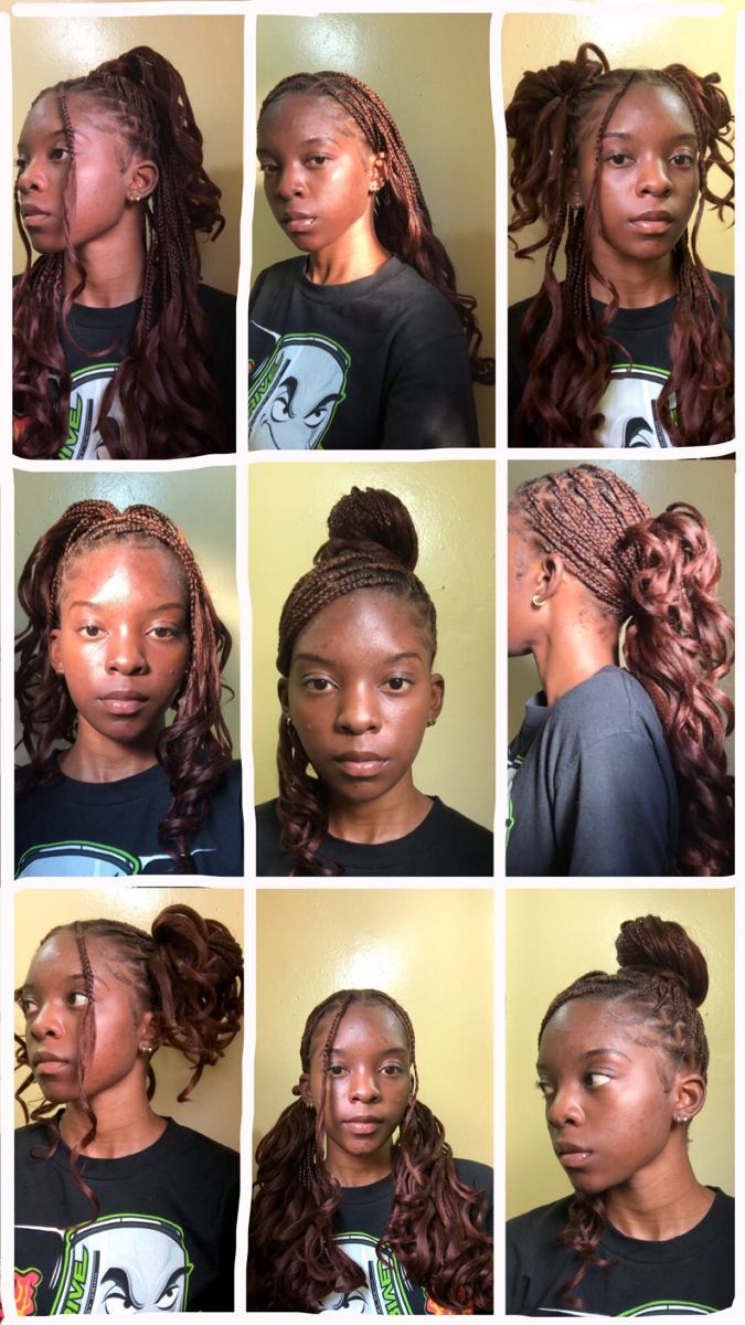 Hairstyles With Braids With Curls, Protective Hairstyles Braids Big Forehead, Homecoming Hairstyles Box Braids, Cool Box Braid Hairstyles, Styling Box Braids With Curly Ends, Hairstyles For Medium Length Box Braids, 70s Box Braids Hairstyles, Styles For Box Braids With Curls, Cute Braid Ideas Black Women