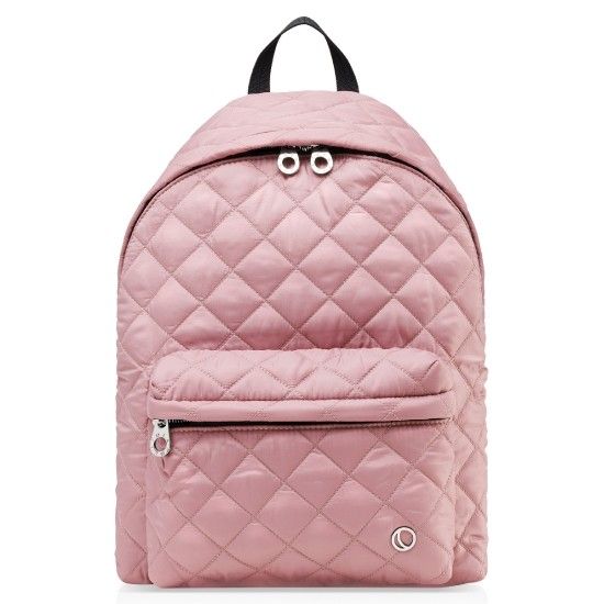 Thea Thea Soleil Diaper Backpack in Sakura Pink Quilted On-the-go Standard Backpack, Quilted Backpack For Daily Use, Quilted Standard Backpack For Daily Use, Quilted Nylon Standard Backpack, Functional Quilted Backpack For On-the-go, Quilted Nylon Bag For School, Quilted Nylon School Bag, Quilted Nylon Backpack For Daily Use, Quilted On-the-go Backpack