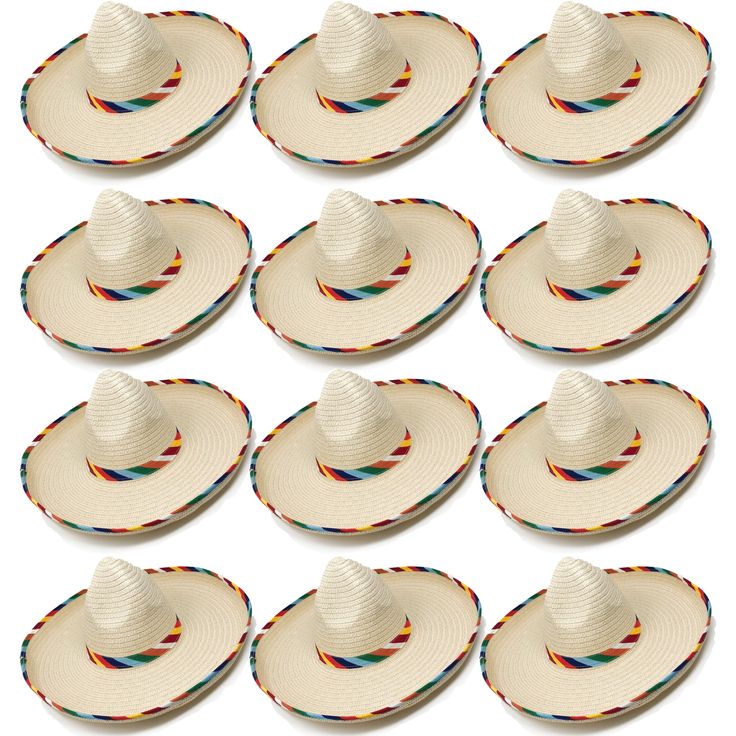 six hats with different colors on them are arranged in the shape of a cowboy's hat