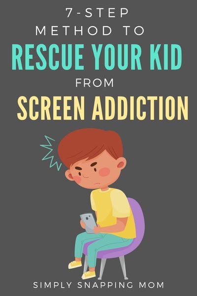 a kid sitting in a chair with the text 7 step method to rescue your kid from screen