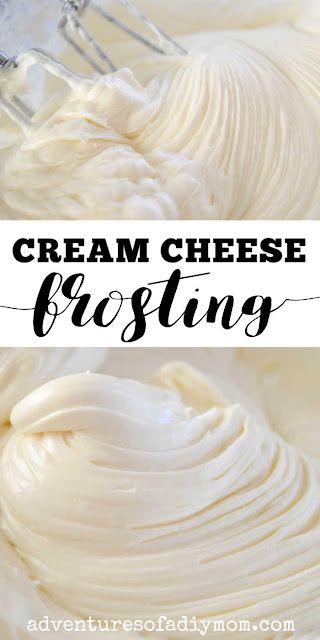 cream cheese frosting in a mixing bowl with the words, cream cheese frosting