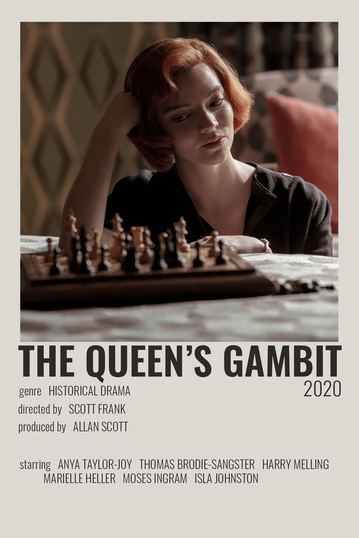 the queen's gambit poster with a woman playing chess