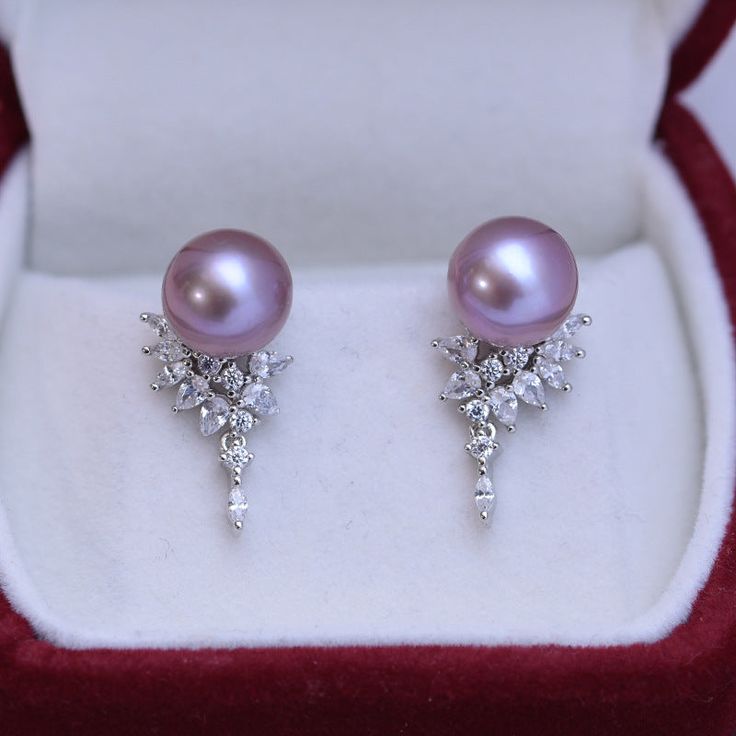 9-10mm Freshwater Pearl & Sasha Drop Earrings | House Of Pearls Purple Pearl Earrings, Elegant Lavender Jewelry For Evening, Elegant Lavender Evening Jewelry, Formal Lavender Earrings, Elegant Lavender Earrings For Party, Elegant Purple High Luster Jewelry, Elegant High Luster Purple Jewelry, Pink Pearl Earrings For Formal Occasions, Elegant Purple Pearl Earrings For Anniversary