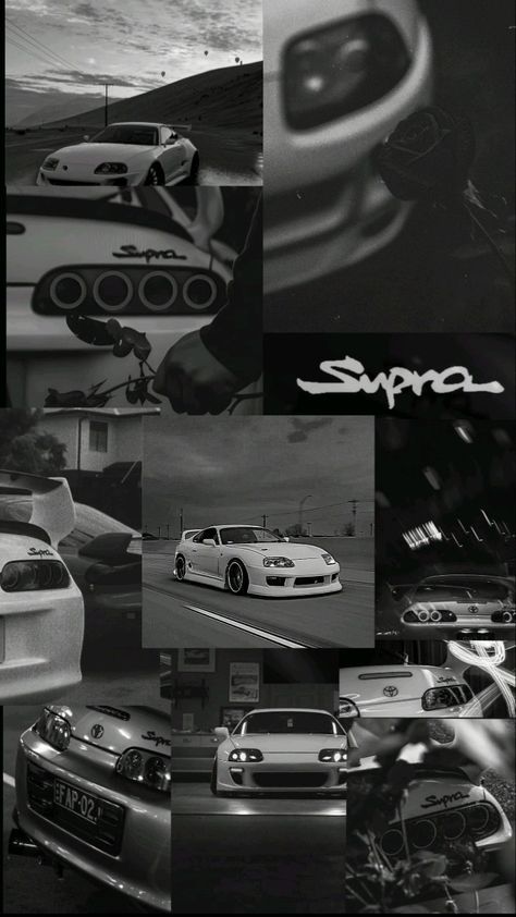 black and white photo collage with cars