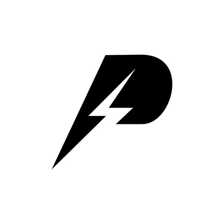 the letter d with a lightning bolt on it's side in black and white