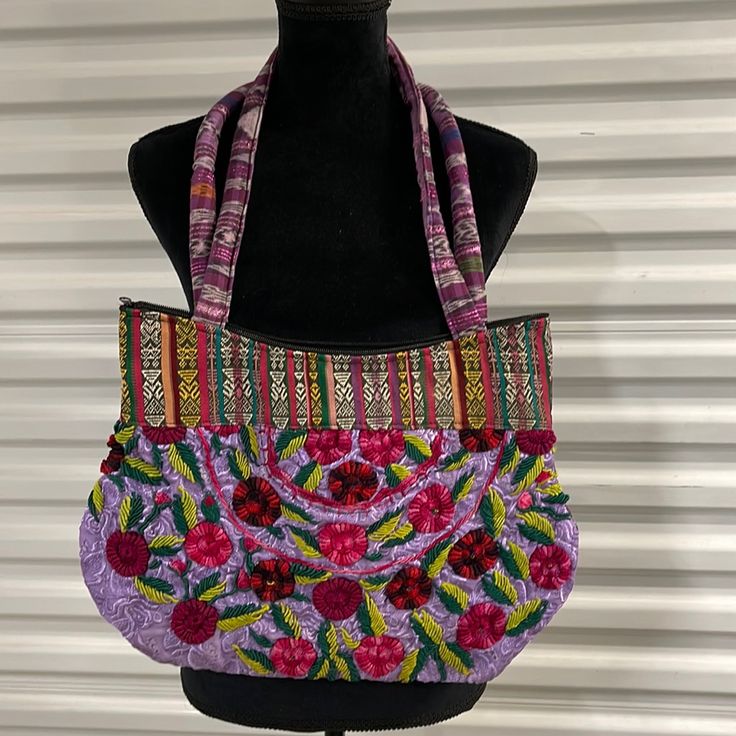 ~ New Without Tags ~ 14” Shoulder Drop ~ Fabulous Stitching ~ Beautiful Fabric Bin: Rh Handmade Purple Shoulder Bag For Daily Use, Purple Rectangular Hobo Bag For Daily Use, Handmade Purple Tote Shoulder Bag, Traditional Embroidered Purple Bag, Purple Rectangular Hobo Bag For Travel, Purple Embroidered Bags For Everyday Use, Purple Embroidered Everyday Bag, Embroidered Purple Shoulder Bag For Everyday Use, Handmade Purple Shoulder Bag