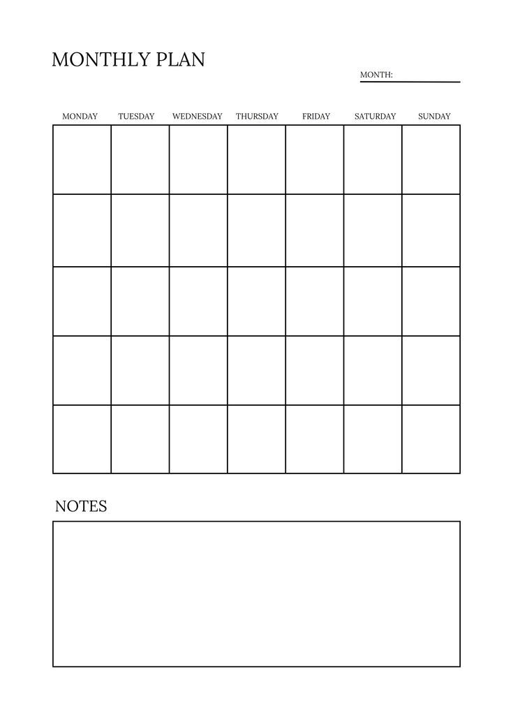 a blank calendar is shown in the middle of this printable template for each month