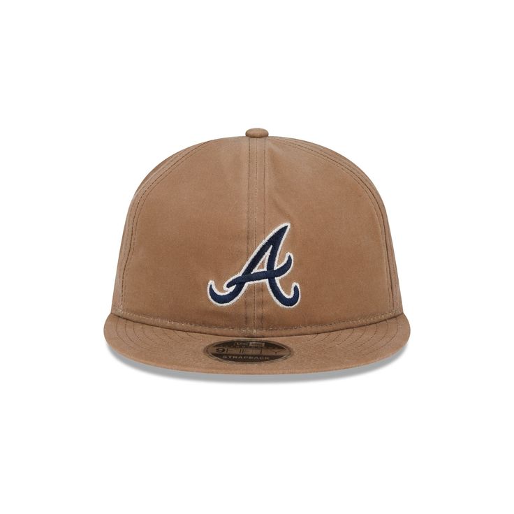 The Atlanta Braves Waxed Canvas Khaki Retro Crown 9FIFTY Adjustable Hat features an embroidered Braves logo at the front panels with eyelets on each side with an adjustable D-Ring closure at the rear. Adjustable Flat Bill Hats For Fan Gear, Adjustable Flat Bill Hat For Fan Gear, Casual College Hats With Logo Patch, Casual Brimmed Fitted Hat For Baseball Season, Urban Adjustable Brimmed Hat, Adjustable Fitted College Hat With Embroidered Logo, Adjustable Fitted Hat With Embroidered Logo For College, Adjustable Fitted Hat With Embroidered Logo And Flat Brim, Adjustable Fitted Hat With Curved Brim For Fan Gear