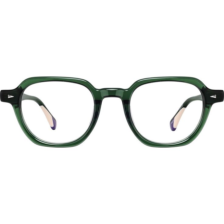 Take the fashion-forward route in these quirky square glasses. Made from glossy hand-polished acetate the eyeglasses features a rounded square shape and flattened rim top. This look is an eye-catching choice as both glasses and sunglasses. | Zenni Square Prescription Eyeglasses Green Plastic