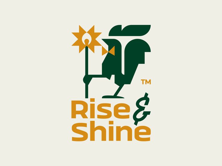 the rise and shine logo is shown in orange, green, and yellow colors on a white background