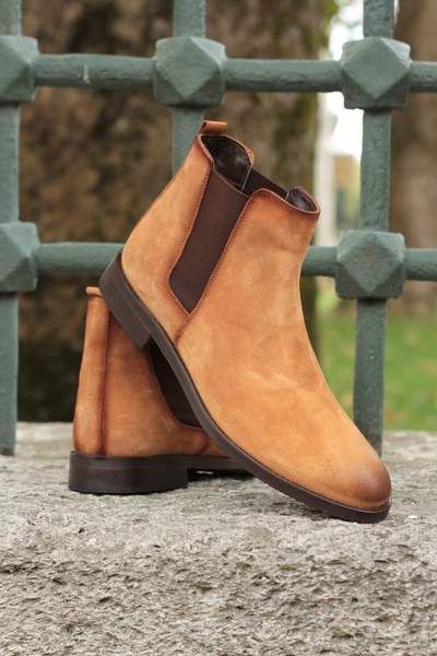 Classic Chelsea Boots in Tan – BOJONI Brown Chelsea Boots For Business In Winter, Brown Plain Toe Chelsea Boots For Fall, Winter Plain Toe Chelsea Boots In Leather, Winter Leather Chelsea Boots With Plain Toe, Fall Chelsea Boots With Leather Sole And Round Toe, Brown Suede High Ankle Chelsea Boots, Brown Suede Chelsea Boots For Fall, Suede Chelsea Boots With Leather Sole For Business, Fall Slip-on Suede Chelsea Boots