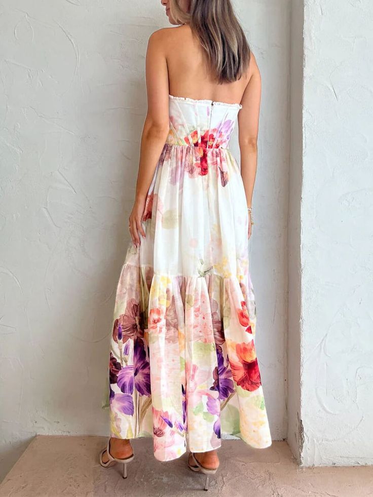 Holiday Party Print Dress Spring Floral Prints, Backless Midi Dress, French Floral, Romantic Date, Vacation Wear, Maxi Robes, Boho Maxi, Vacation Dresses, Party Prints