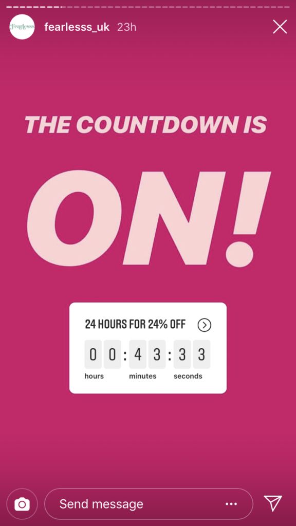 the text reads, the count down is on 24 hours for 24 % off