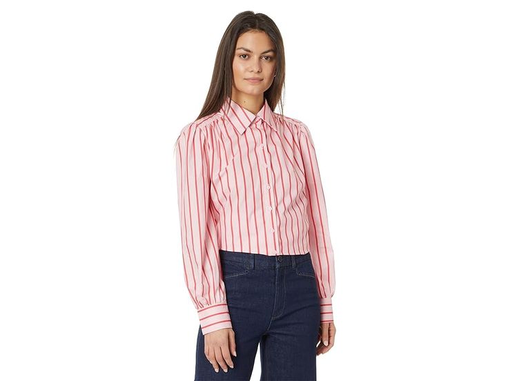 English Factory Stripe Shirt - Women's Clothing : Pink : Get ready for work or formal occasions by wearing the English Factory Stripe Shirt. The vertical stripe pattern of the shirt makes it perfect to pair with different styles and looks. This striped shirt is crafted from cotton fabric that offers comfort and breathability. The front buttoned closure of the shirt offers easy wear. A must-have for your wardrobe, you can match this formal shirt with dress pants and trousers. Regular fit. Long sl Get Ready For Work, Striped Shirt Women, English Factory, Formal Shirt, Stripe Shirt, Formal Shirts, The English, Easy Wear, Formal Occasion