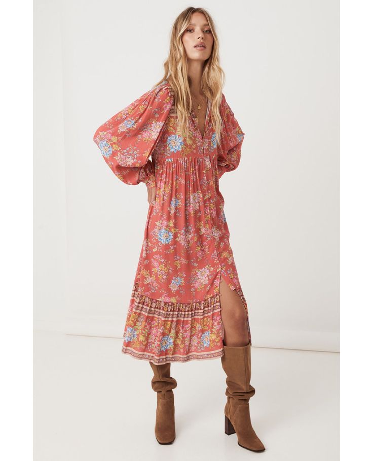 A modern take on our traditional Boho shape, our Meadowland Boho Dress is sure to be one for the collectors. With fabric covered buttons from neckline to hem and with a waist tie included, this piece lends itself to endless styling opportunities. Featuring our hand drawn Spell signature print, we can’t get enough of our new elevated Boho. 100% LENZING™ ECOVERO™ Viscose Gentle Cold Hand Wash Separately With Mild Detergent Do Not Bleach Hang Dry In Shade Reshape And Cool Iron While Damp Dry Cleana Traditional Boho, The Spell, About People, Fabric Covered Button, Cozy Sweater, Signature Print, Viscose Fabric, Cozy Sweaters, Fabric Covered