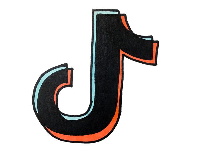 a drawing of the letter j in black and orange