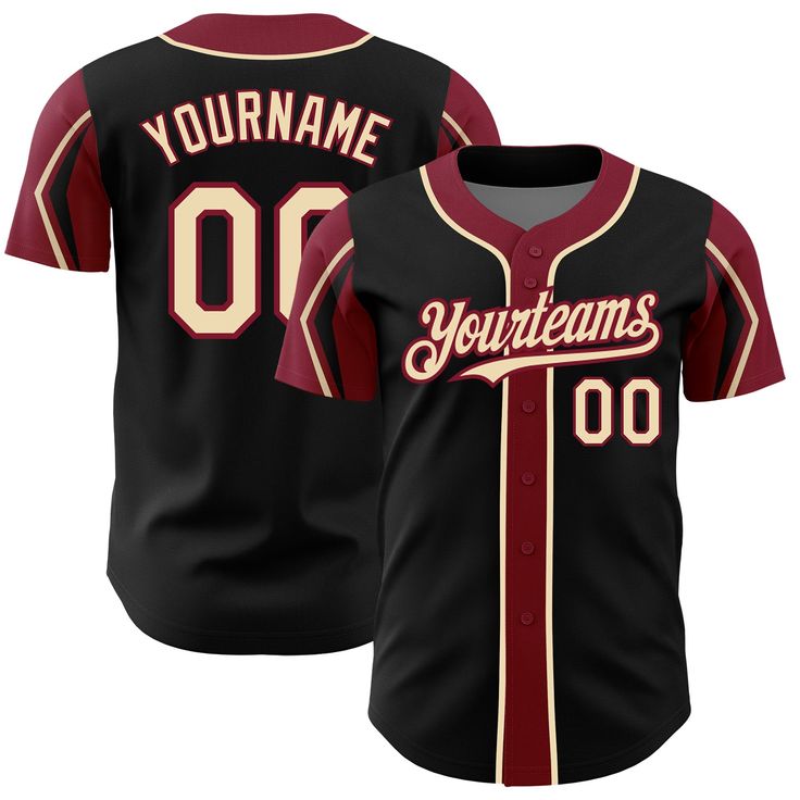 a baseball jersey that is black and red with the name, yournames on it