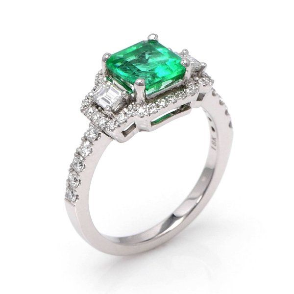 ITEM ID: EJ41 1.25 Ct. Emerald and Diamond Ring - 18K White Gold #weddingrings #engagementringssimple #gorgeousrings #ringstyles #weddingringsemerald #emeraldweddingring #ringsengagementemerald #weddingringsvintageemerald May Birthstone Asscher-cut Diamond Ring, Gia Certified Asscher Cut Platinum Emerald Ring, Luxury Green Asscher Cut Diamond Ring, Green Asscher Cut Diamond Ring In Platinum, Green Asscher-cut Platinum Diamond Ring, Platinum Emerald Ring With Asscher Diamond Cut, Platinum Emerald Ring With Asscher Cut Diamond, Green Asscher Cut Diamond Ring, Asscher Cut Diamond Ring For May Birthstone