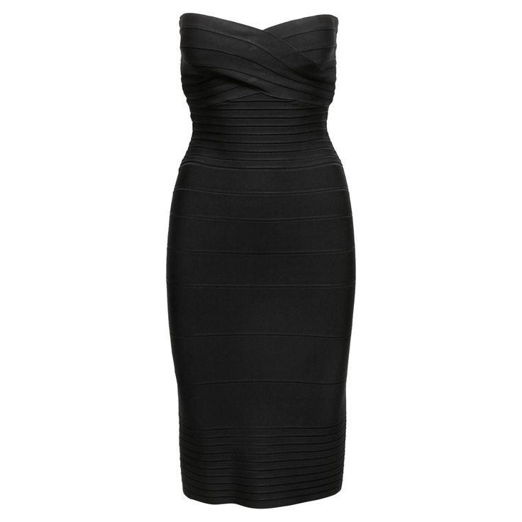 Black strapless bandage dress by Herve Leger. Sweetheart neckline. Zip closure at back. 24" bust, 26" waist, 41" length. Herve Leger, Bandage Dress, Sweetheart Neckline, Evening Dresses, Black Dress, Mini Dress, Fashion Outfits, Dresses, Clothes