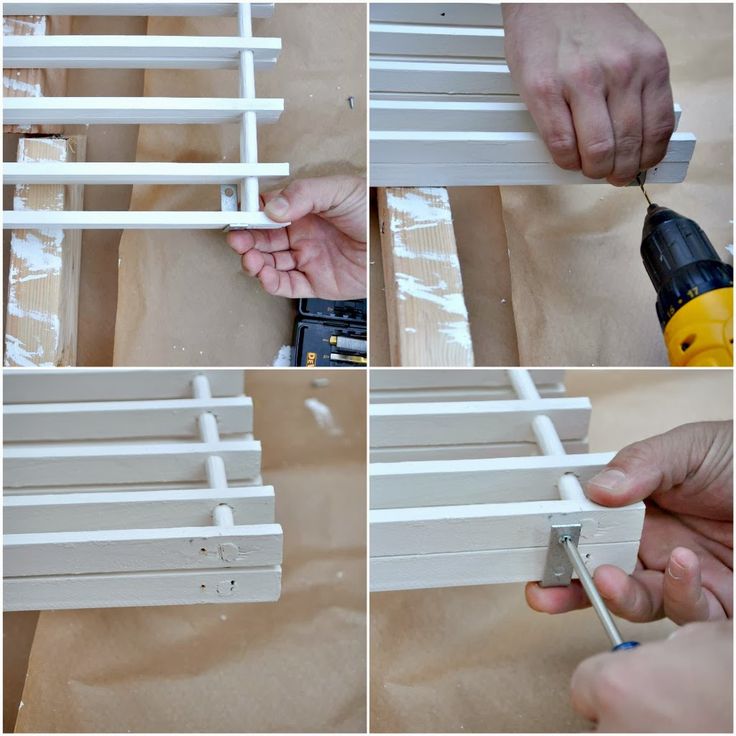 the steps to make a diy dollhouse bed frame with pegs and glue