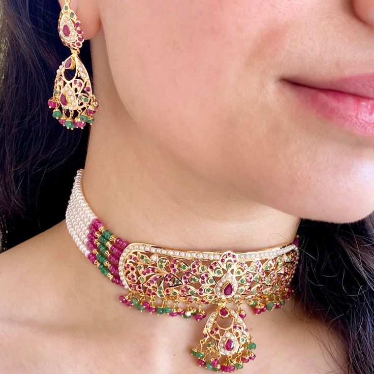 rajasthani gold choker set tanishq Kundan Rajputi Jewellery Set, Festive Multicolor 22k Gold Bridal Necklace, Traditional Multicolor 22k Gold Necklaces, Traditional Multicolor 22k Gold Necklace, Multicolor 22k Gold Necklaces For Celebration, Traditional Multicolor Ruby Jewelry, Multicolor Gemstone Jewelry For Ceremonial Occasions, Multicolor Ruby Jewelry For Festivals, Multicolor Gemstone Jewelry For Ceremonial Use