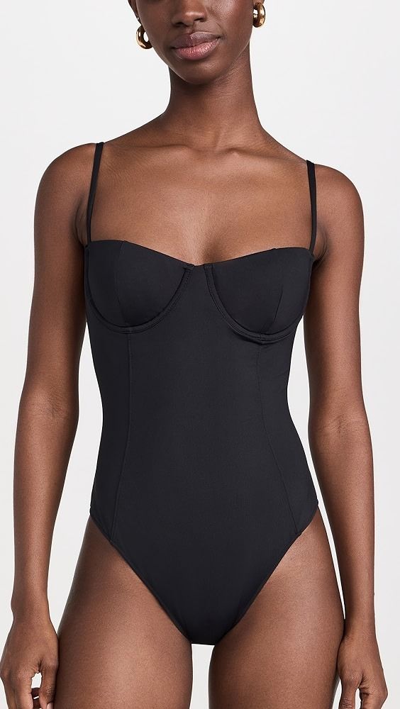 ANINE BING Kyler One Piece | Shopbop Underwire Swimwear With Built-in Bra, Elegant Swimwear With Built-in Bra And Underwire, Fitted Swimwear With Built-in Bra And Tank Straps, Fitted Elastane Swimwear With Straps, Elegant Push-up Swimwear With Built-in Bra, Fitted Push-up Bra With Adjustable Straps, Fitted Backless Swimwear With Padded Cups, Fitted Nylon Bra For Summer, Fitted Summer Bra With Built-in Support