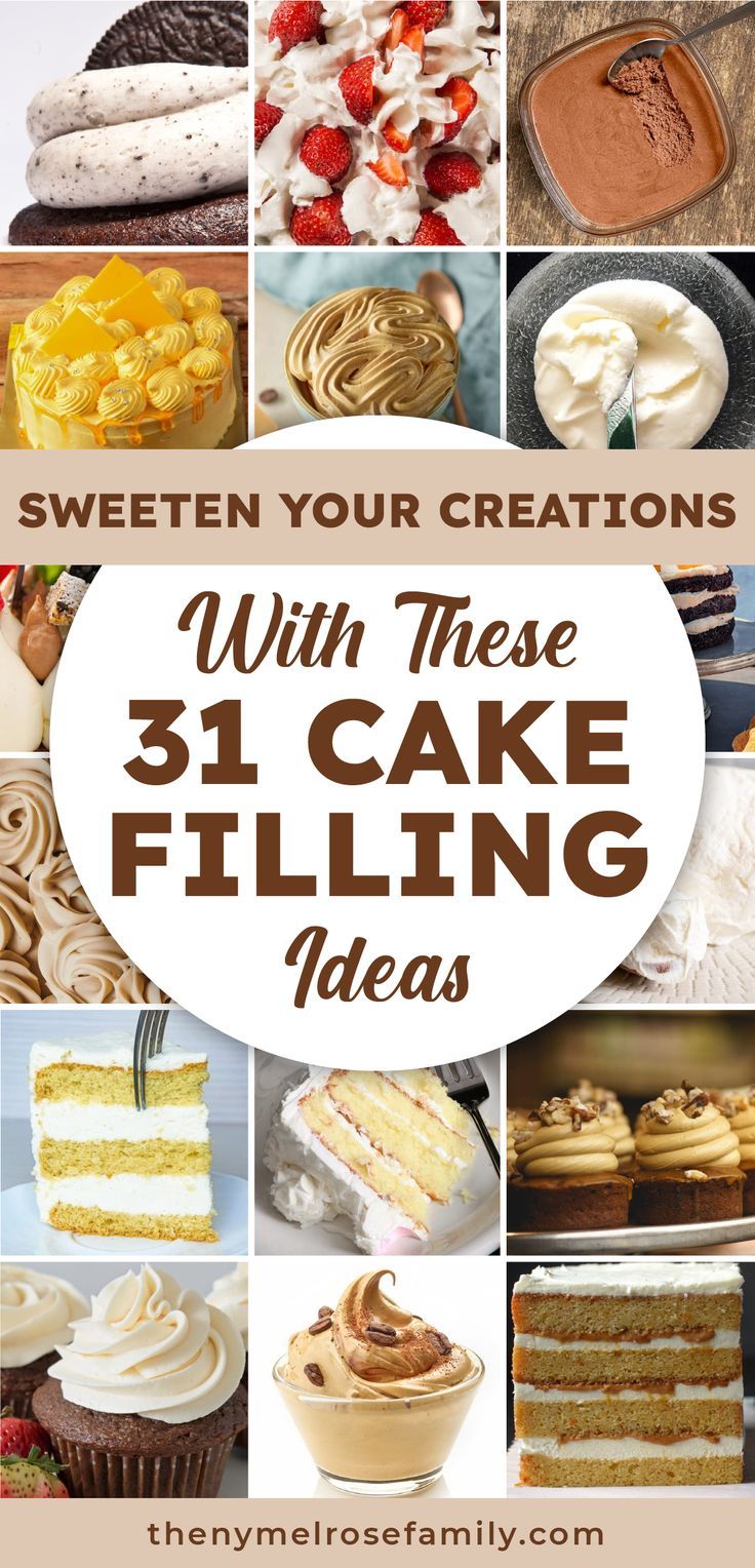 31 Cake Filling Ideas to Sweeten Your Creations Filled Birthday Cakes, Cake Flavours And Fillings Ideas, Cake Styles Ideas, Tasty Cakes Recipes, Types Of Fillings For Cakes, Cake And Filling Combos, Stacked Cupcake Cake, Cake Fillers Ideas, Fall Cake Fillings