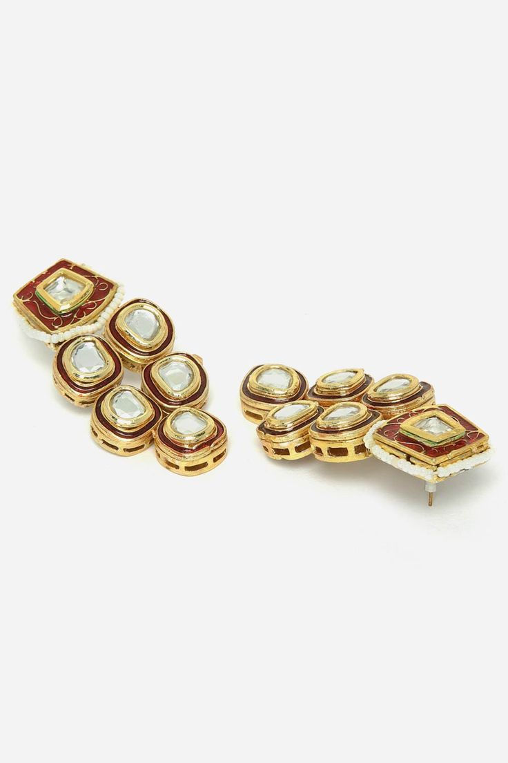 Product Features: Color: Red, Gold, Cream, Maroon, White Material: Alloy Metal Design: Kundan, Pearls, Natural Stones Dimensions: Length of Earring= 6.6 CM; Width of Earring =3.1 CM; Length of Necklace =67 CM; Width of Necklace = 4.2 CM; Adjustable - Yes Occasion: Festivewear, Partywear Product Type: Necklace And Earring Set Disclaimer: There will be slight difference in digital to actual image One Minute Saree, Pearl Shop, Ruby Necklace, Gold Cream, Necklace And Earrings Set, Necklace And Earring Set, Jewellery Set, Gold Drop Earrings, Necklace And Earrings