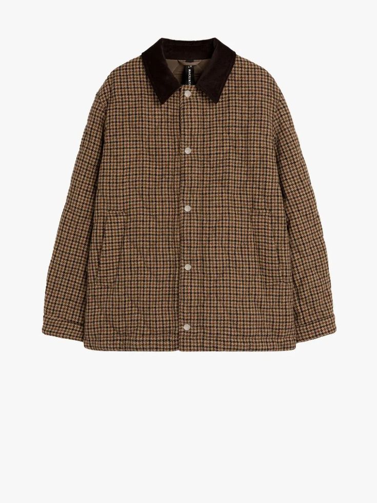 TEEMING Brown Check Wool Quilted Coach Jacket | Mackintosh Brown Monochrome Outfit, Statement Jackets, Normcore Fashion, Trendy Outfit Inspo, Monochrome Outfit, Coach Jacket, Houndstooth Pattern, Classic Outfits, Wool Jacket