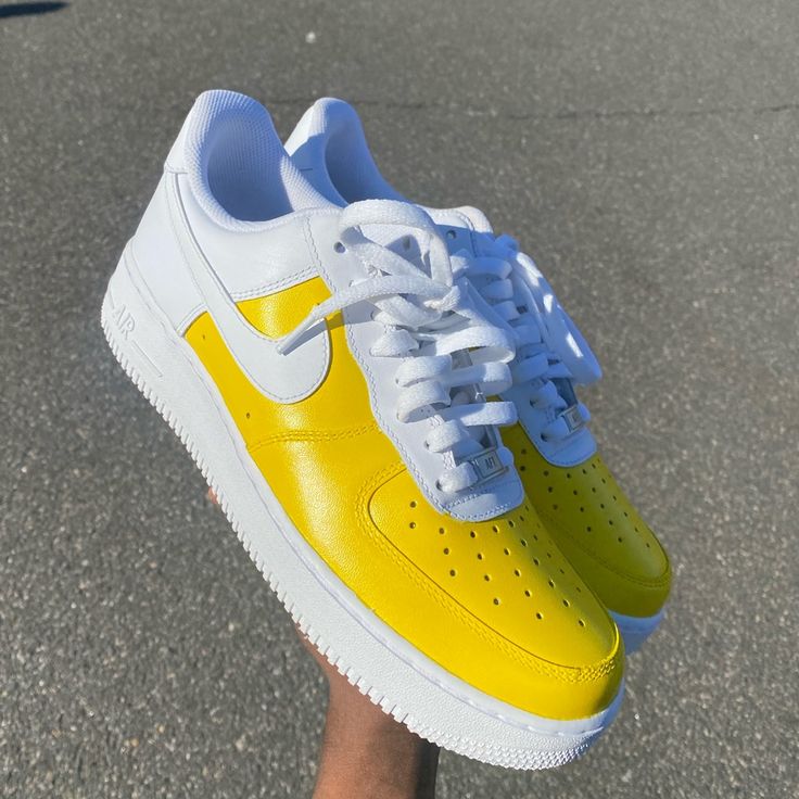 - Yellow Colored Air Force 1 Customized Low Af1s - Custom Air Force 1s, Men’s Sizes. - You Can Convert The Sizes To Women’s Or Smaller Sizes! - Will Be Done On These Color Ways, Or Another If Requested. - Shoes And Charge! - Message Me For Questioning You May Have! Yellow Nike Air Force 1 Lace-up For Streetwear, Sporty Yellow Nike Air Force 1 For Streetwear, Yellow Nike Air Force 1 For Streetwear, Yellow Nike Air Force 1 Sneakers For Streetwear, Yellow Low-top Nike Air Force 1, Yellow Custom Sneakers With Gum Sole For Sports, Yellow Nike Air Force 1 With Branded Insole, Sporty Nike Air Force 1 In Yellow, Nike Air Force 1 Yellow With Round Toe