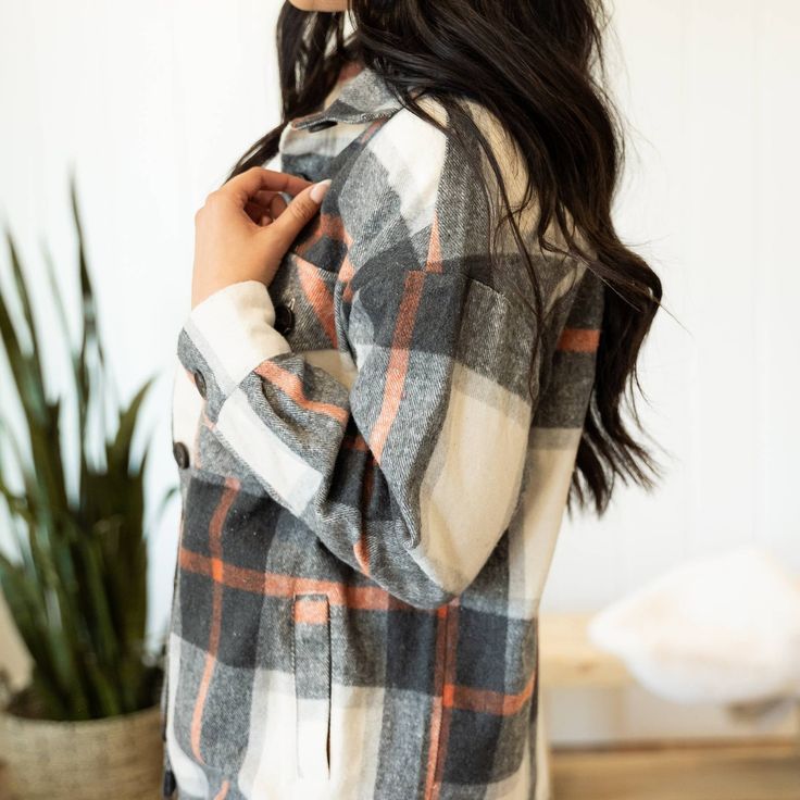 Get ready for your new favorite go-to plaid shacket! It will keep you cozy and warm as our weather starts to to cool. Model is 5'8" and is wearing a size Small Fabric: 60% Polyester, 40% Recycled Polyester Cozy Plaid Long Sleeve Shacket, Plaid Flannel Shacket For Winter, Cozy Plaid Long Sleeve Outerwear, Everyday Long Sleeve Flannel Outerwear, Casual Flannel Outerwear For Fall, Everyday Flannel Button-up Outerwear, Everyday Button-up Flannel Outerwear, Casual Plaid Shacket For Winter, Cozy Flannel Outerwear With Long Sleeves