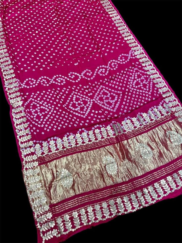 *Gota patti Gajji silk Original Bandhani Saree ❤️ Type :- Bandhej Saree With Gota Patti Work Desiges :- Ek Dani Bandhani With Pure Lagadi Patta Pallu :- Original  Patta With Hand Gota Patti Work All Hand work Material :- Pure Model Gaji silk Care :- Dryclean  Ready With Rollepress Festivals Semi-stitched Sharara With Motifs, Traditional Wear With Motifs For Puja During Navratri, Pink Kundan Choli For Traditional Ceremonies, Bandhani Print Saree For Festival, Festival Semi-stitched Bandhani Print Saree, Festival Traditional Wear With Bandhani Print, Chanderi Traditional Wear With Bandhani Print For Festivals, Festival Chanderi Traditional Wear With Bandhani Print, Festival Chanderi Bandhani Traditional Wear