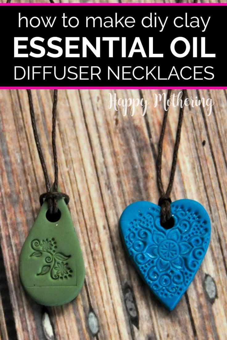 two heart shaped pendants with the words how to make clay essential oil diffuse necklaces