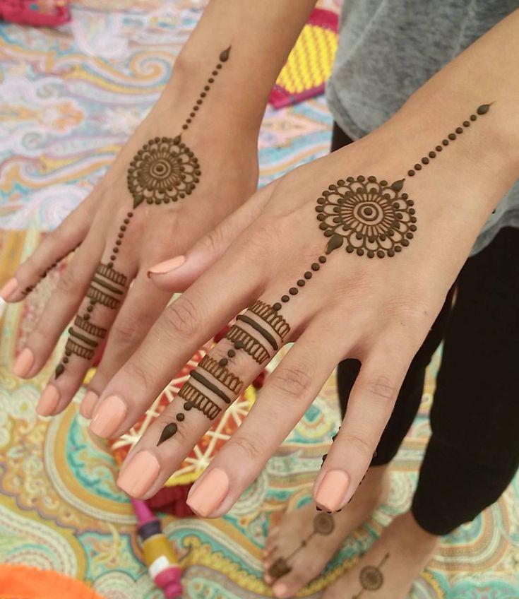 two girls with henna tattoos on their hands