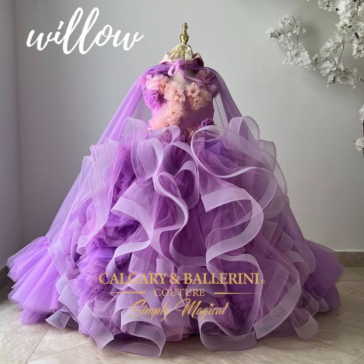 The Willow gown from Violet Mink is perfect for the flower girl in your life. Featuring signature layers of horsehair tulle ruffles Purple Princess Dress With Fitted Bodice, Purple Ruffled Ball Gown, Elegant Purple Princess Dress For Prom, Purple Fitted Ball Gown Princess Dress, Purple Ball Gown Princess Dress For Wedding, Purple Tulle Ball Gown For Quinceanera, Purple Dress With Fitted Bodice For Quinceanera, Purple Pageant Gown With Fitted Bodice, Elegant Lavender Dress For Quinceanera