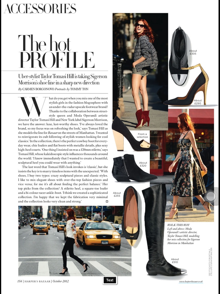 an article in the magazine features high heeled shoes, heels and boots for women