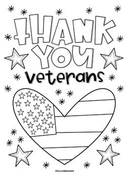 a veterans coloring page with the words thank you and an american flag in the shape of a heart