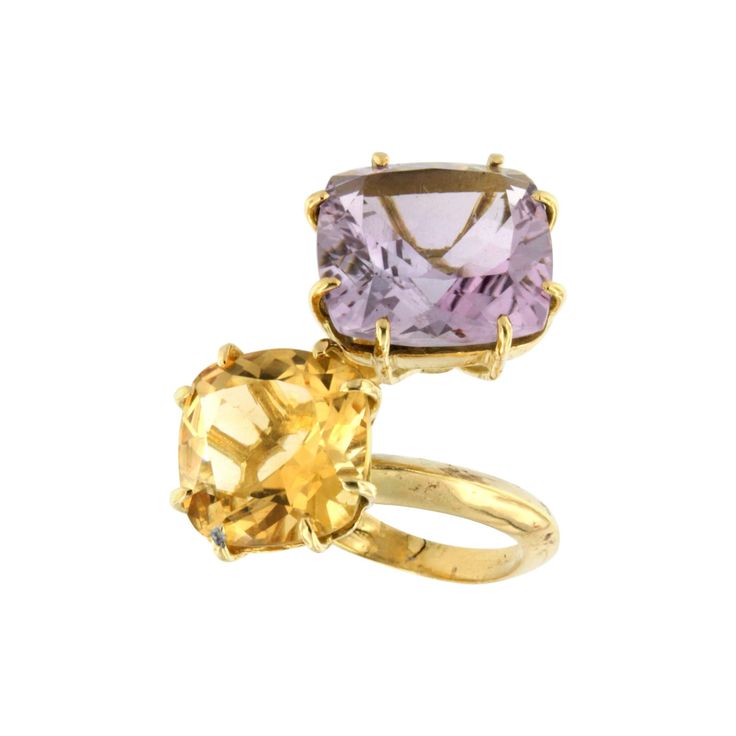 18 Kt Rose yellow gold With Amethyst and Citrine made Italy by Stanoppi Jewellery since 1948. Classic and trendy ring in yellow gold 18 Karat with Amethyst square cut (size: 14 mm) and Citrine square cut ( mm 12) g.10.50 This ring is part of the new collection and takes inspiration from modern shape. The design is very accurate and unique. Our mission is to combine colorful stones and unique shape and design. Size of ring: EU 14 - USA 7 All Stanoppi Jewelry is new and has never been previously o Luxury Yellow Gold Multi-stone Amethyst Ring, Elegant Pouch, Amethyst And Citrine, Colorful Stones, Citrine Jewelry, Trendy Ring, Rose Yellow, Jewel Box, Amethyst Ring