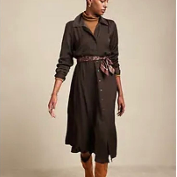 Nwt Rossa Midi Shirtdress Roasted Cocao - Color Sold Out (Dress Photo 2,3 For Reference Only) Size:L Msrp $110 Lapel Collar. Long Sleeves With Buttoned Cuffs. Button Front Closure. Waist Seam Under Belt. Center Back Yoke With Box Pleat. Flared Hemline. Unlined. Fabric Belt Included. Dresses For Women Classy, Crossback Dress, Black Tiered Dress, Business Casual Fall, Blue Plaid Dress, Striped Sleeveless Dress, Floral Sheath Dress, Stripped Dress, Midi Sheath Dress