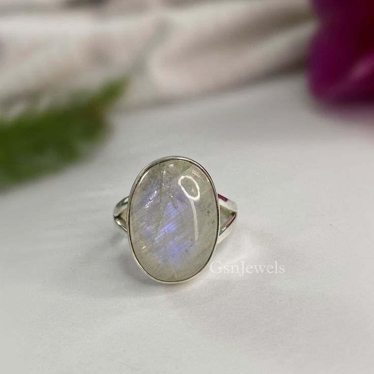 Natural Moonstone silver ring. simple yet unique.Made of solid sterling silver. ❥ Metal: Solid sterling silver ❥ Gemstone: Moonstone ❥ Gemstone Color: White Why To Wear Rainbow Moonstone Rainbow moonstone is thought to bring balance, harmony and hope while enhancing creativity, compassion, endurance and inner confidence. Rainbow moonstone is believed to help strengthen intuition and psychic perception, especially offering us visions of things that aren't immediately obvious. Hurry, this exclusiv Minimalist White Moonstone Ring In Sterling Silver, Silver Moon-shaped Moonstone Ring Gift, Moon-shaped Sterling Silver Moonstone Ring As Gift, Handmade Moon-shaped Moonstone Ring In Sterling Silver, Minimalist Silver Moonstone Ring With Natural Stones, Minimalist Silver Moonstone Ring, Minimalist Natural Stone Moonstone Ring As A Gift, Minimalist Moonstone Ring With Natural Stones, Minimalist Moonstone Ring With Natural Stones As Gift